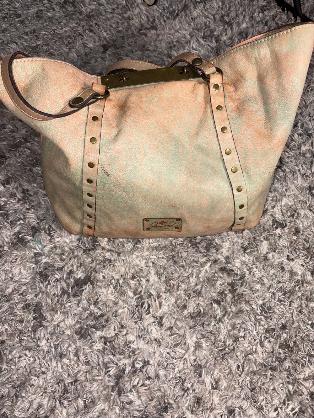 Patricia Nash Peach-Tone Studded Tote Bag